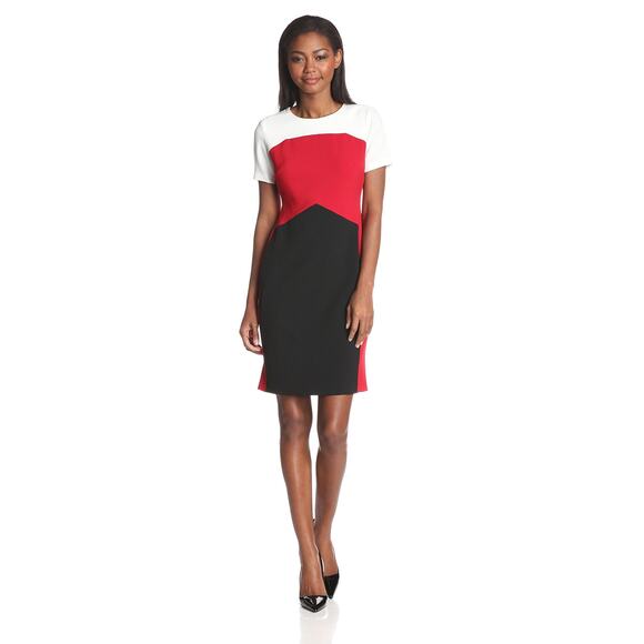 Anne Klein M/L Pink/.Black/White Color Block Bodycon Dress [0446] - Picture 2 of 13
